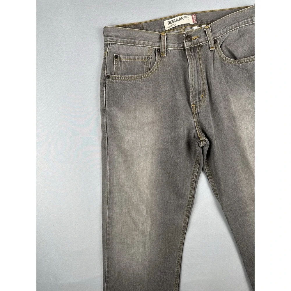 Levi's 505 Regular Fit Jeans Gray Wash Straight Leg Denim 33x30
